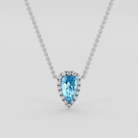 2.13 Ct. Blue Zircon Necklace, 10K White Gold 1