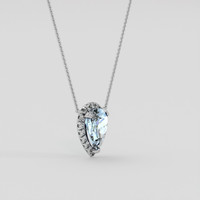 1.50 Ct. Blue Aquamarine Necklace, 14K White Gold 2