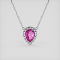 0.99 Ct. Purplish Pink Sapphire Necklace, 14K White Gold 1