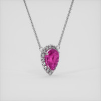 0.99 Ct. Purplish Pink Sapphire Necklace, 14K White Gold 2