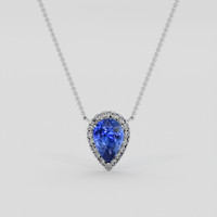 1.75 Ct. Blue Sapphire Necklace, 14K White Gold 1