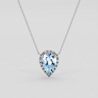 1.50 Ct. Blue Aquamarine Necklace, 18K White Gold 1