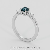 0.64 Ct. Greenish Blue Sapphire Ring, Platinum 950 2