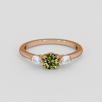 0.80 Ct. Yellowish Green Demantoid Garnet Ring, 14K Rose Gold 1