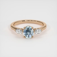 1.32 Ct. Greenish Blue Sapphire Ring, 14K Rose Gold 1