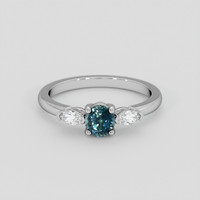 0.64 Ct. Greenish Blue Sapphire Ring, 10K White Gold 1