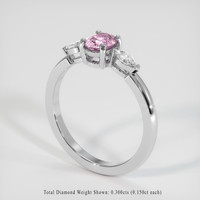 0.70 Ct. Pink Sapphire Ring, 14K White Gold 2