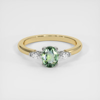 1.03 Ct. Yellowish Green Sapphire Ring, 14K White & Yellow 1