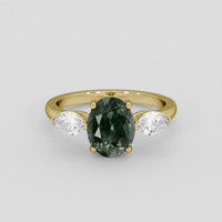 2.54 Ct. Green Sapphire Ring, 14K Yellow Gold 1