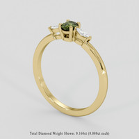0.37 Ct. Green Sapphire Ring, 14K Yellow Gold 2