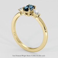 0.86 Ct. Greenish Blue Sapphire Ring, 18K Yellow Gold 2