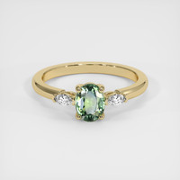 1.03 Ct. Yellowish Green Sapphire Ring, 18K Yellow Gold 1