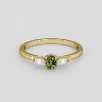 0.37 Ct. Green Sapphire Ring, 18K Yellow Gold 1