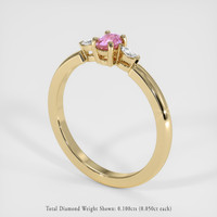 0.25 Ct. Pink Sapphire Ring, 18K Yellow Gold 2