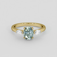 1.63 Ct. Bluish Green Sapphire Ring, 18K Yellow Gold 1