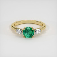 0.84 Ct. Emerald Ring, 18K Yellow Gold 1