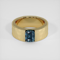 1.30 Ct. Greenish Blue Sapphire Ring, 10K Yellow Gold 1