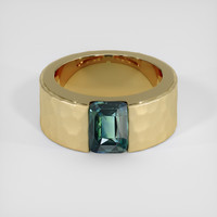 2.16 Ct. Bluish Green Sapphire Ring, 14K Yellow Gold 1