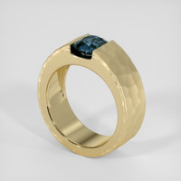 1.30 Ct. Greenish Blue Sapphire Ring, 18K Yellow Gold 2