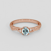 0.72 Ct. Greenish Blue Sapphire Ring, 14K Rose Gold 1