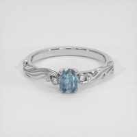 0.47 Ct. Bluish Green to Reddish Purple Alexandrite Ring, 14K White Gold 1