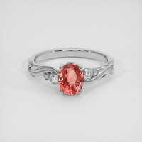 1.52 Ct. Padparadscha Sapphire Ring, 14K White Gold 1