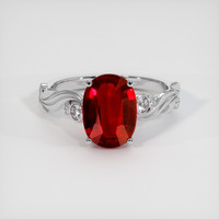 3.07 Ct. Ruby Ring, 18K White Gold 1