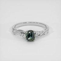 0.92 Ct. Green Sapphire Ring, 18K White Gold 1