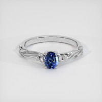 0.48 Ct. Blue Sapphire Ring, 18K White Gold 1