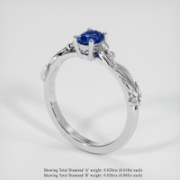 0.48 Ct. Blue Sapphire Ring, 18K White Gold 2