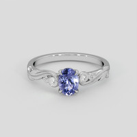 0.87 Ct. Purplish Blue Sapphire Ring, 18K White Gold 1