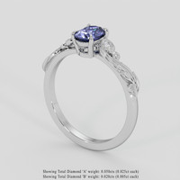 0.87 Ct. Purplish Blue Sapphire Ring, 18K White Gold 2