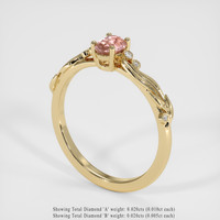 0.64 Ct. Padparadscha Sapphire Ring, 14K Yellow Gold 2