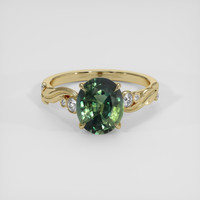 2.80 Ct. Yellowish Green Sapphire Ring, 14K Yellow Gold 1