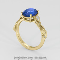 3.77 Ct. Blue Sapphire Ring, 14K Yellow Gold 2