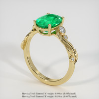 2.01 Ct. Emerald Ring, 18K Yellow Gold 2