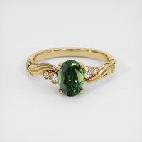 1.50 Ct. Green Sapphire Ring, 18K Yellow Gold 1