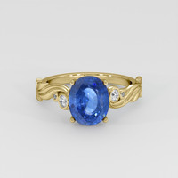 3.77 Ct. Blue Sapphire Ring, 18K Yellow Gold 1