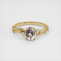0.96 Ct. Peach Sapphire Ring, 18K Yellow Gold 1