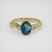1.75 Ct. Bluish Green Sapphire Ring, 18K Yellow Gold 1