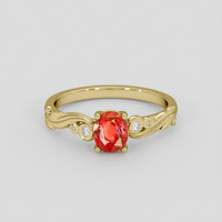 0.96 Ct. Padparadscha Sapphire Ring, 18K Yellow Gold 1
