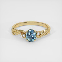 0.96 Ct. Greyish Blue Sapphire Ring, 18K Yellow Gold 1