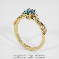 0.96 Ct. Greyish Blue Sapphire Ring, 18K Yellow Gold 2