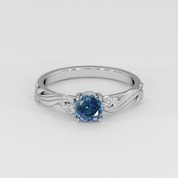 0.65 Ct. Greenish Blue Sapphire Ring, Platinum 950 1