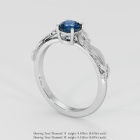 0.65 Ct. Greenish Blue Sapphire Ring, Platinum 950 2