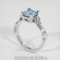 2.09 Ct. Greenish Blue Sapphire Ring, Platinum 950 2