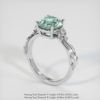 3.31 Ct. Bluish Green Sapphire Ring, Platinum 950 2