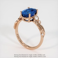 3.10 Ct. Blue Sapphire Ring, 14K Rose Gold 2
