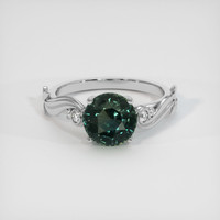 2.76 Ct. Bluish Green Sapphire Ring, 10K White Gold 1