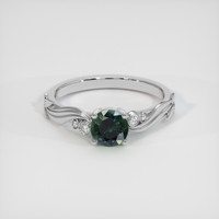 0.93 Ct. Green Sapphire Ring, 14K White Gold 1
